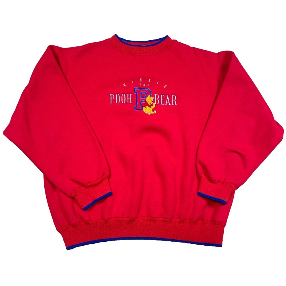 Vintage Winnie The Pooh Sweatshirt Women 1X Red Crewneck Disney Y2K‎ Embroidered